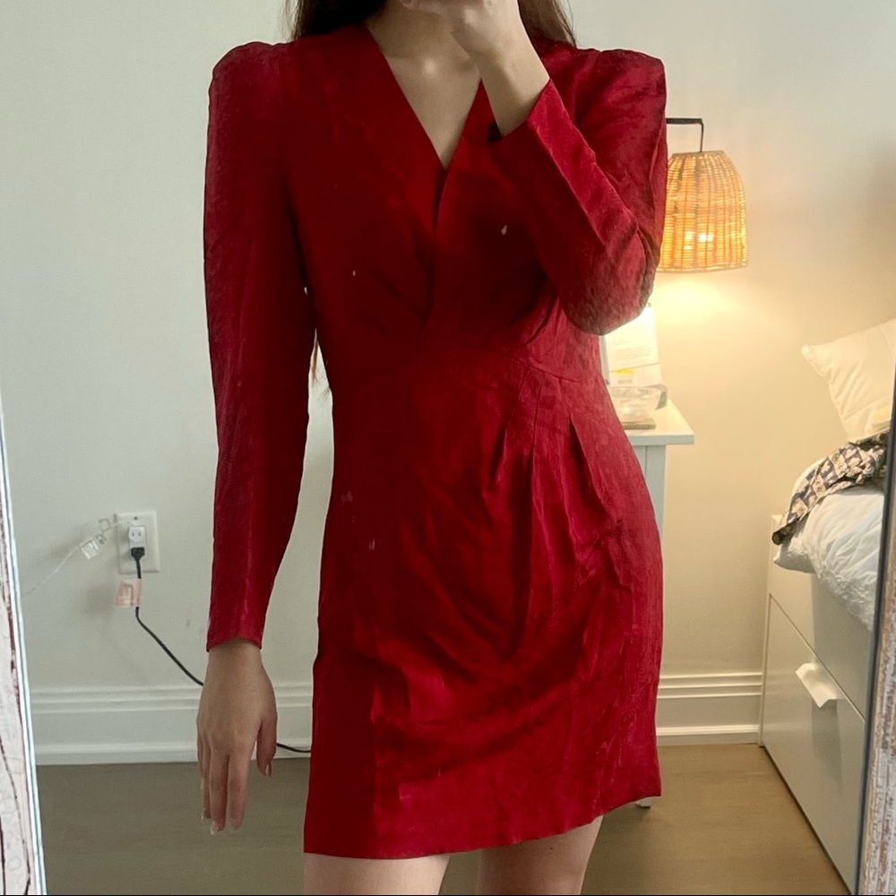 sandro red silky dress size 36 (new)